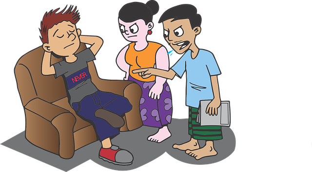 Parents scolding a lazy kid. We need to understand parents point of view instead of ignoring or taking things personally. Blogpost - Want to better life? Stop taking things personally by Gaurav Sinha.