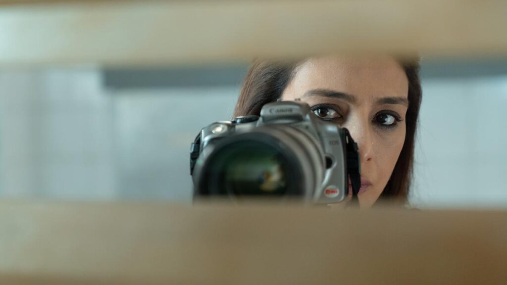 Tabu in a still from 'Khufiya.' A Thriller/Drama Movie By Vishal Bhardwaj streaming on Netflix
