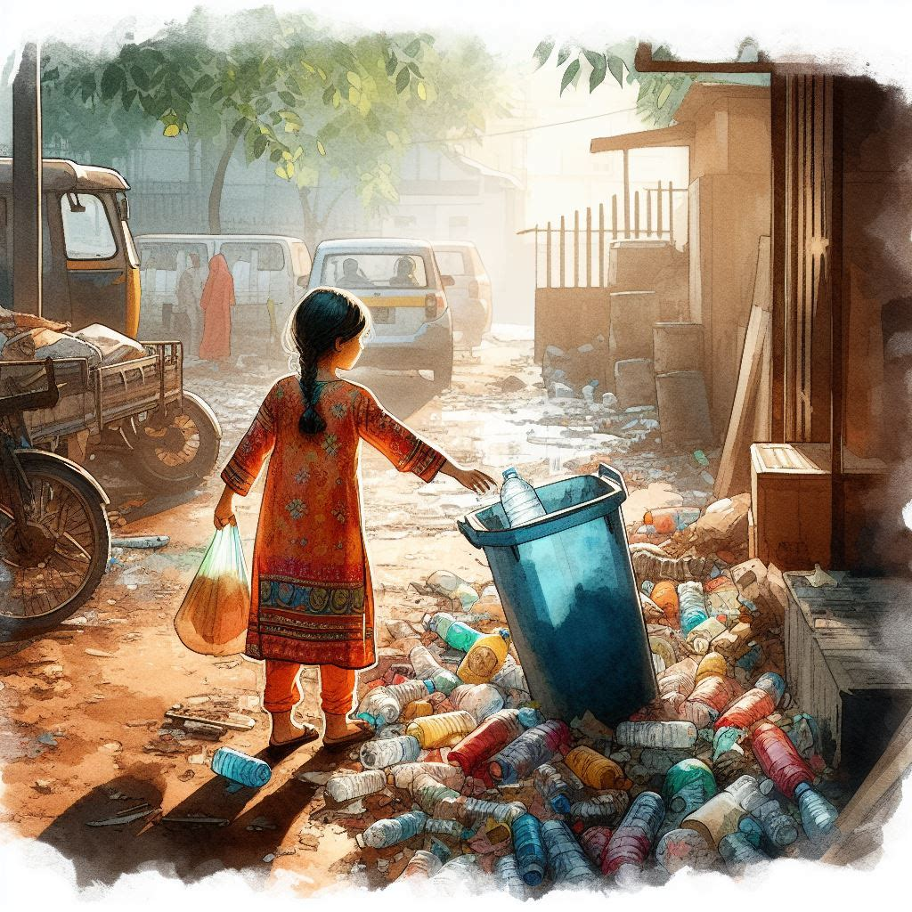 A small girl collecting garbage in indian apartment - सनडे, नींद, डोरबैल और प्रीविलेजेड लाइफ। Hindi Blog Post By Gaurav Sinha | Hindi Satire | Indian Society | Souls Of Patna