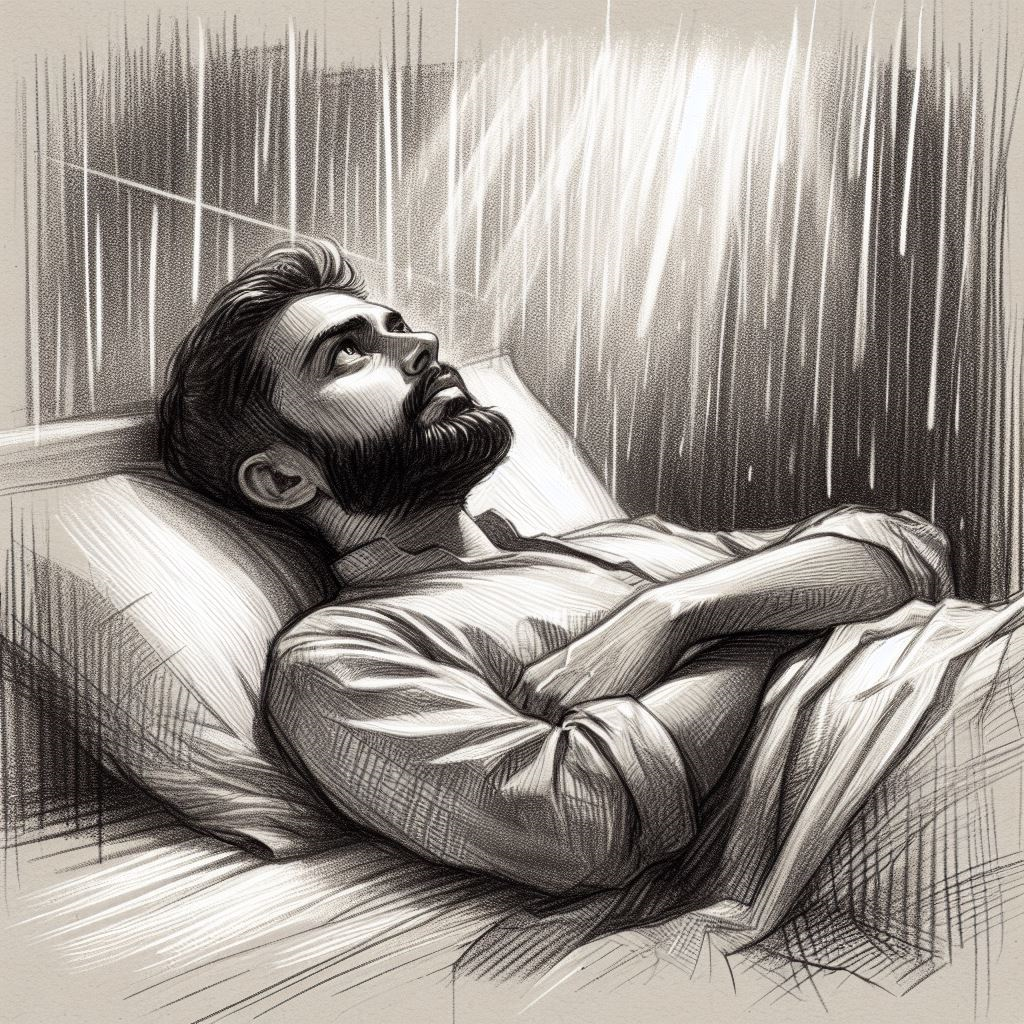 A man lying on bed and looking at ceiling.. A blog post discussing the importance of death to feel alive.. When I Am Old and About to Die by Gaurav Sinha