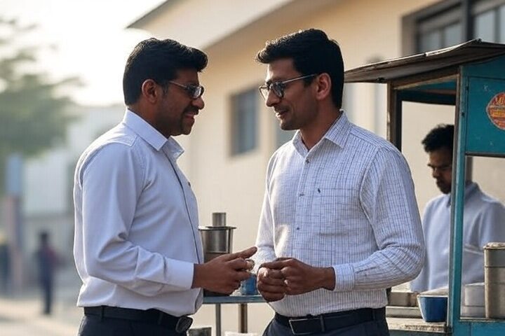 चाय पर काल्पनिक चर्चा - Two indian corporate employees discussing politics at a tea stall. बात तो सही है! hindi satire by Gaurav Sinha